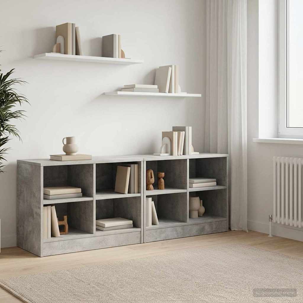 Bed Cabinet 2 pcs Concrete Grey 66 x 33 x 48 cm Engineered Wood