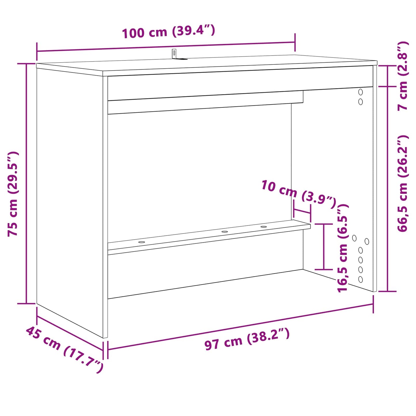 Bed Desk Sonoma Oak Engineered Wood 100 x 45 x 75 cm