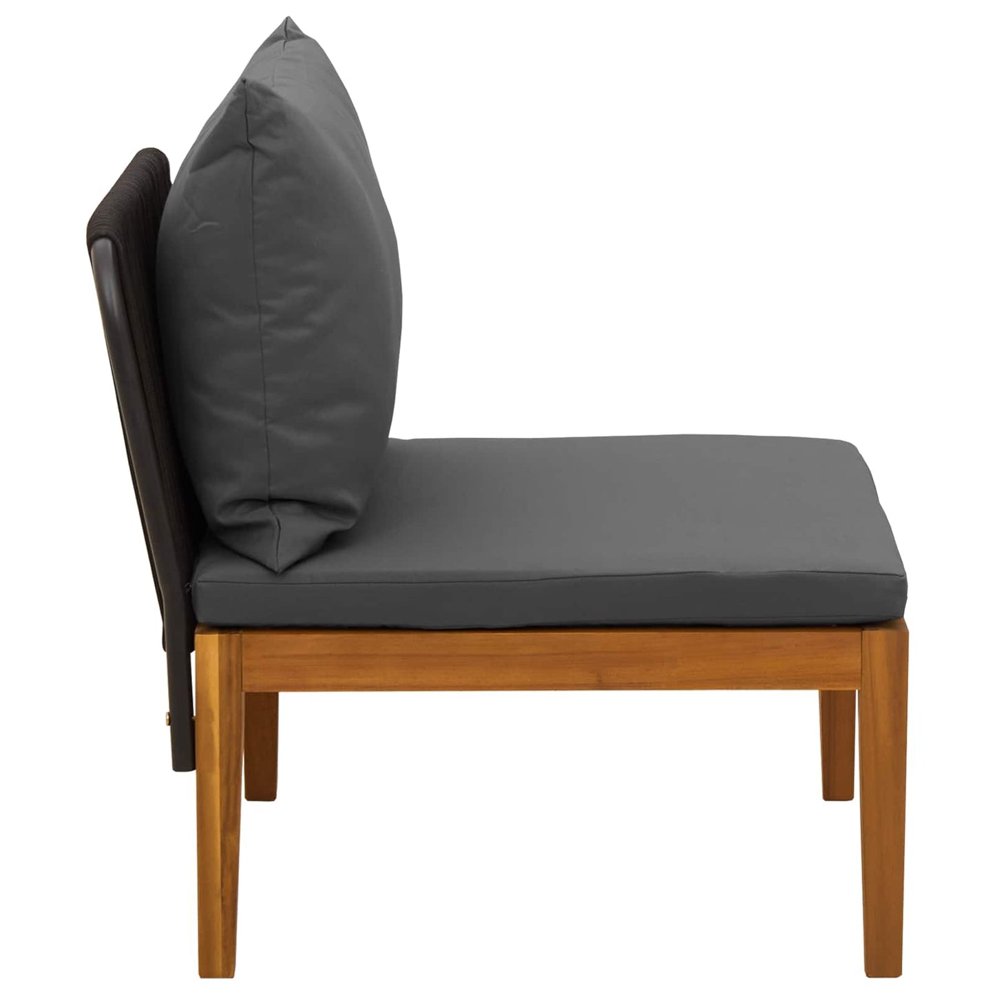 Garden Middle Sofa with Cushions Solid Acacia Wood & Rope