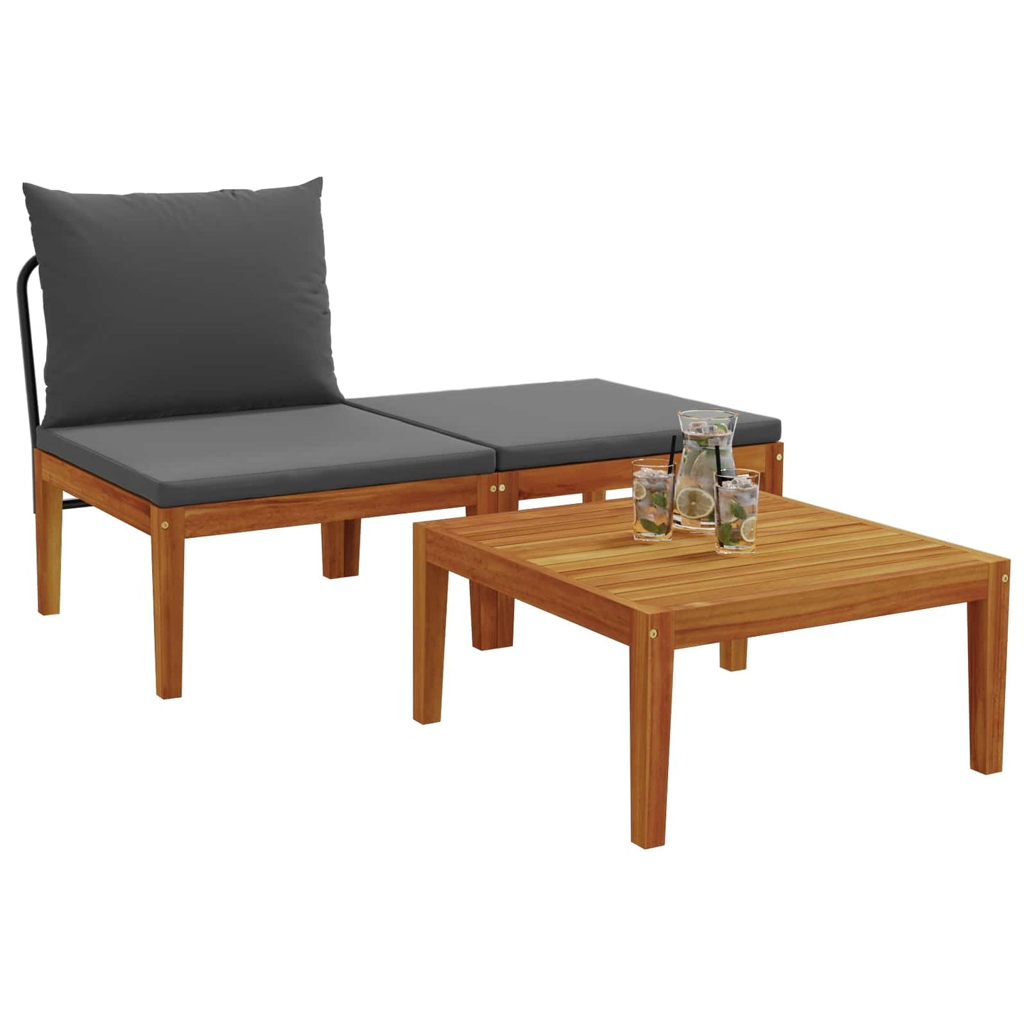 3 pcs Lounge Set Solid Acacia Wood Natural