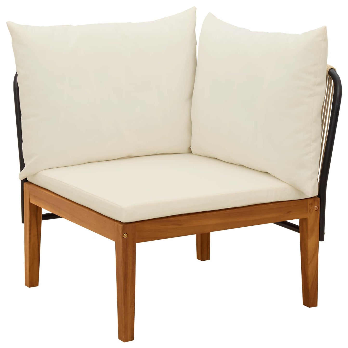 2 pcs Garden Lounge Set with Cushions Solid Acacia Wood & Rope