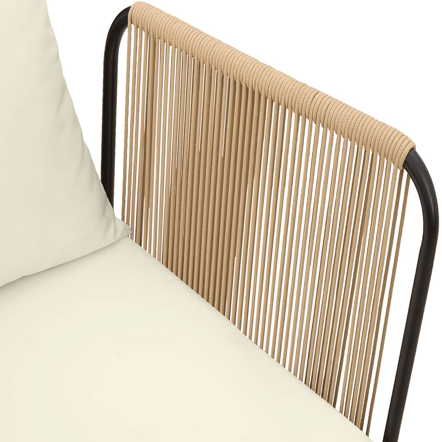 Garden Chair with Cushions Solid Acacia Wood & Rope Natural