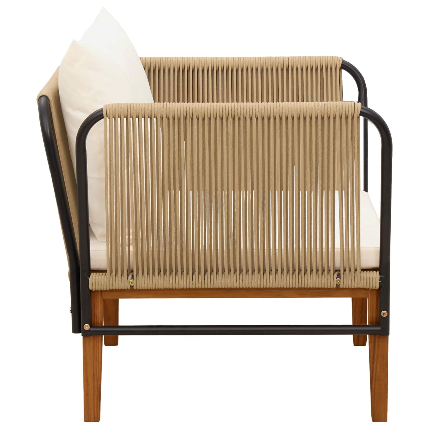 Garden Chair with Cushions Solid Acacia Wood & Rope Natural