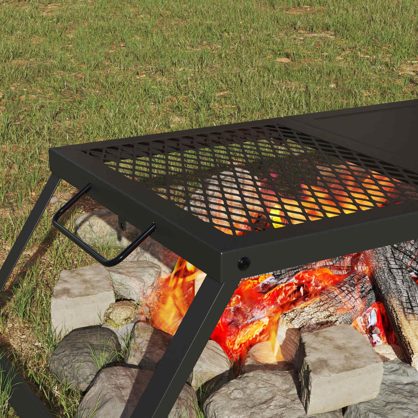 Foldable Camping Grill Black 31.5 x 26.5 x 4 cm Alloy Steel