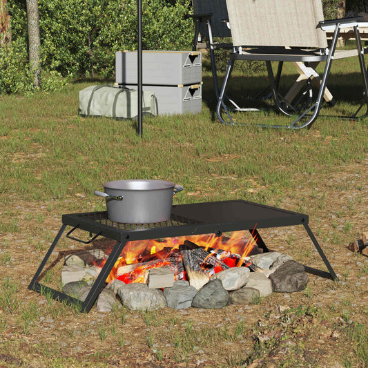 Foldable Camping Grill Black 31.5 x 26.5 x 4 cm Alloy Steel