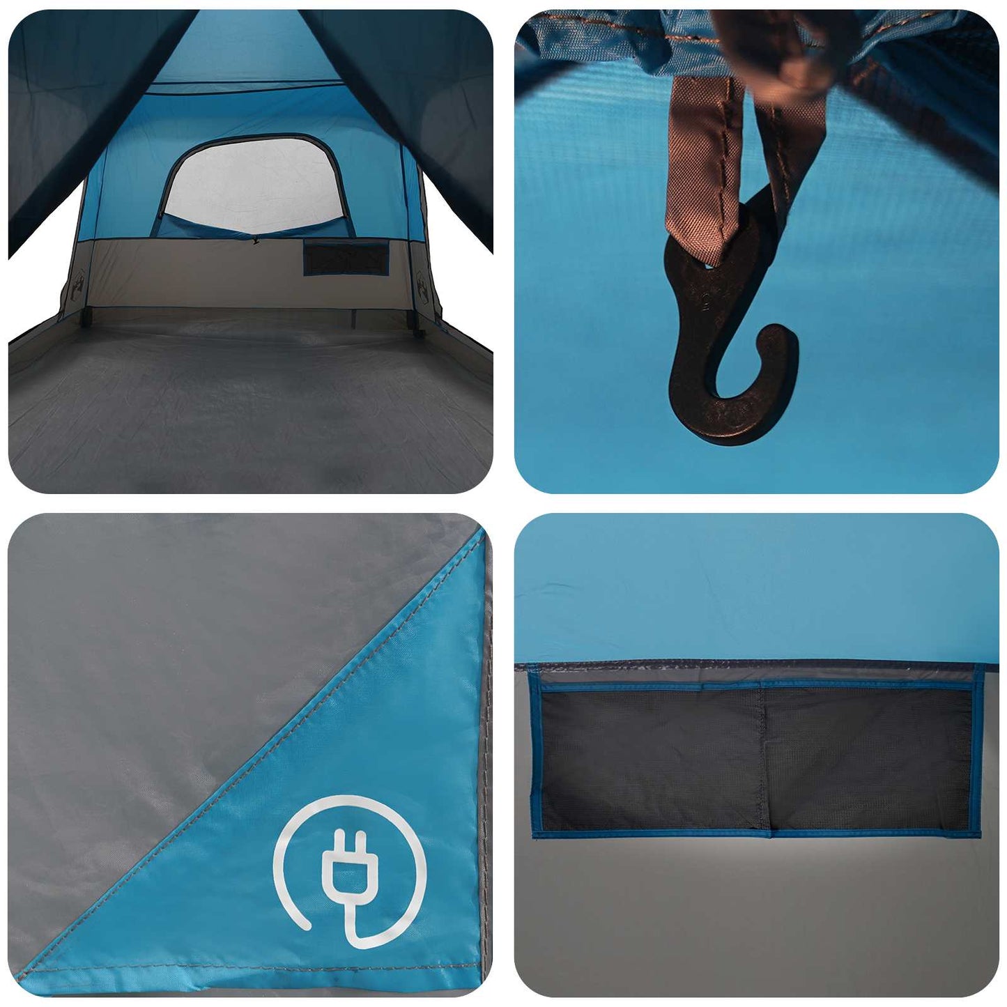 Family Tent with Roof Blue 320 x 210 x 180 cm Polyester