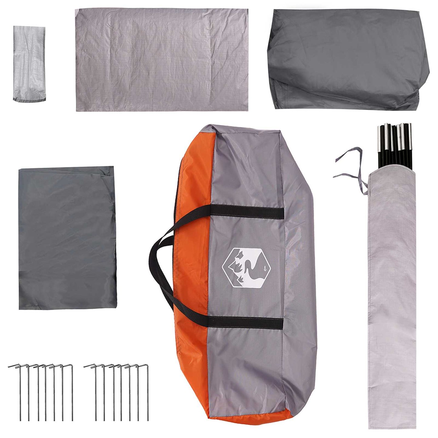 Family Tent Grey and Orange 320 x 210 x 180 cm Polyester