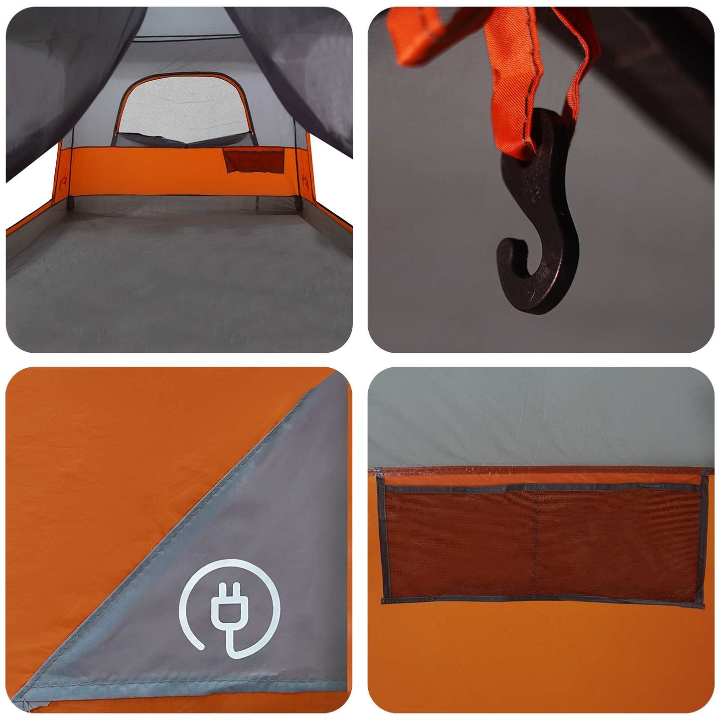 Family Tent Grey and Orange 320 x 210 x 180 cm Polyester