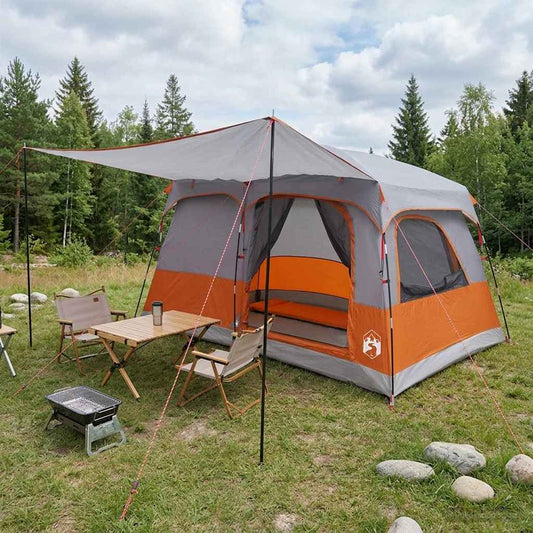 Family Tent 6-Person Grey and Orange Polyester