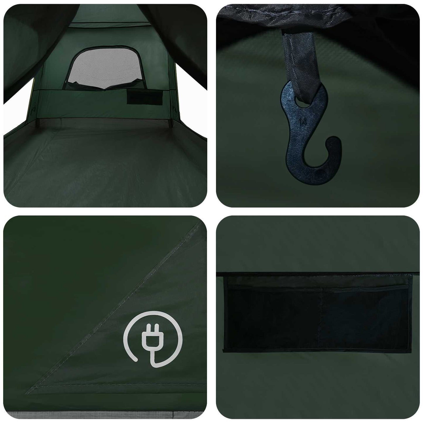 Family Tent with Roof Army Green 320 x 210 x 180 cm Polyester