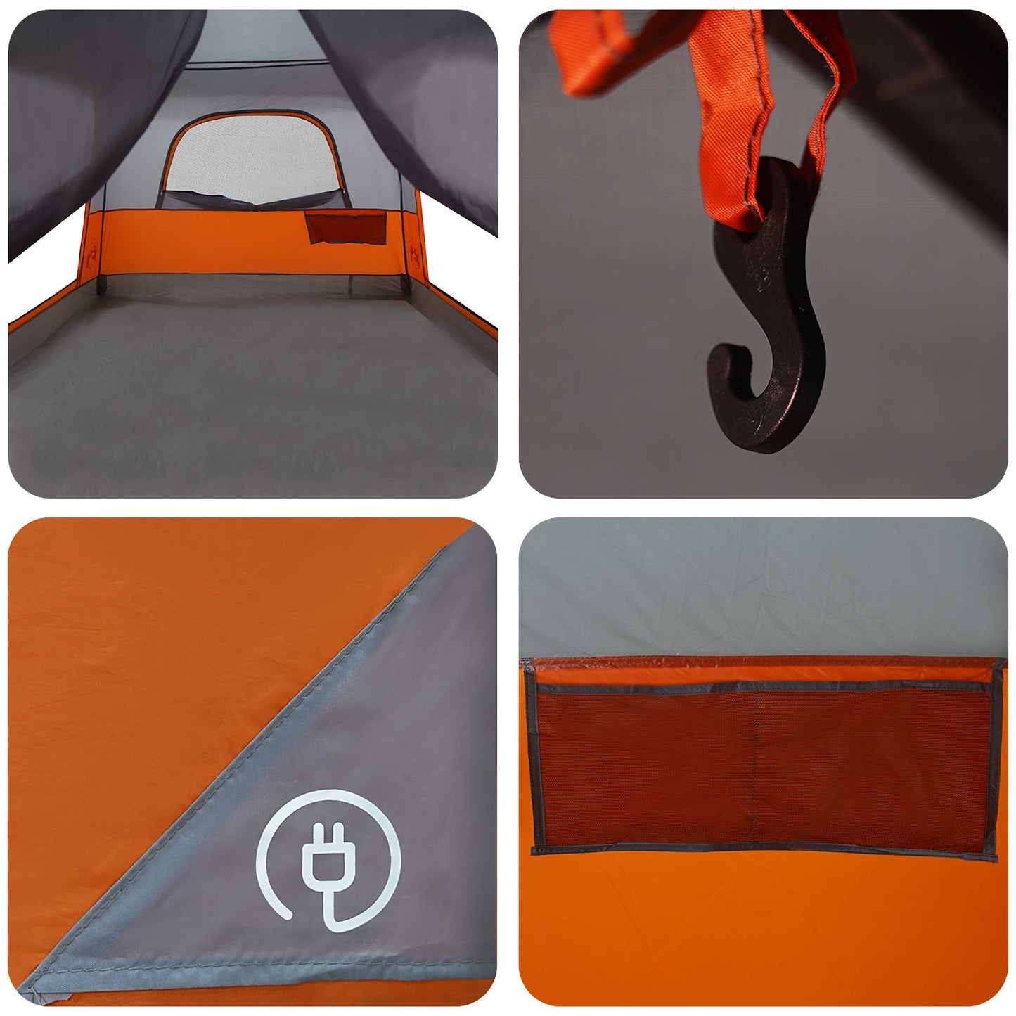Family Tent Grey and Orange 380 x 260 x 190 cm Polyester