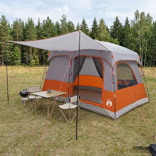 Family Tent 8-Person Grey and Orange Polyester