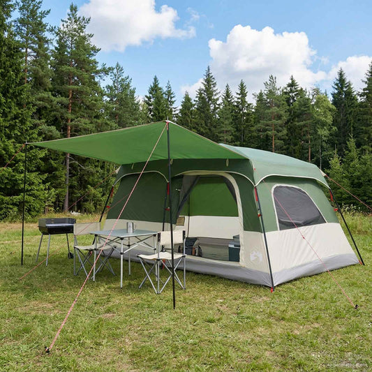 Family Tent 10-Person Green Polyester and Steel