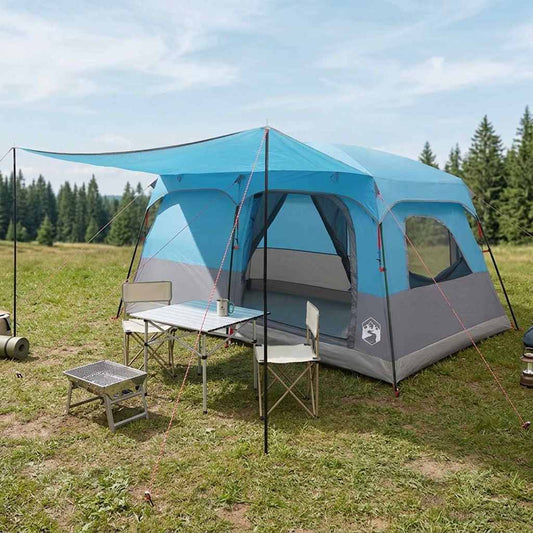 Family Tent 10-Person Blue Polyester and Steel