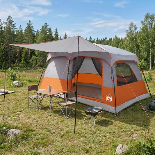 Family Tent 10-Person Grey and Orange Polyester and Steel