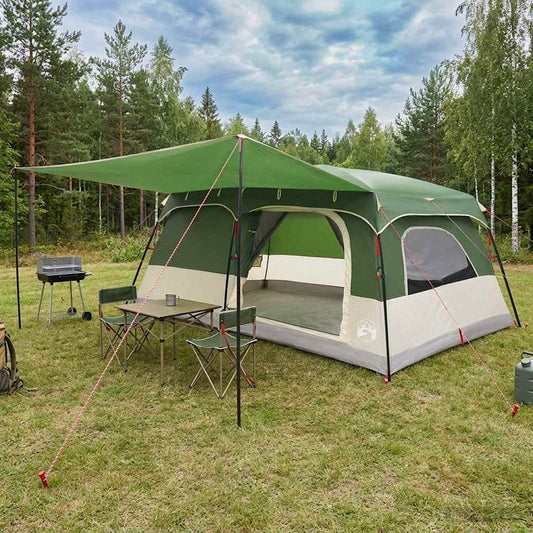 Family Tent 14-Person Green Polyester and Steel