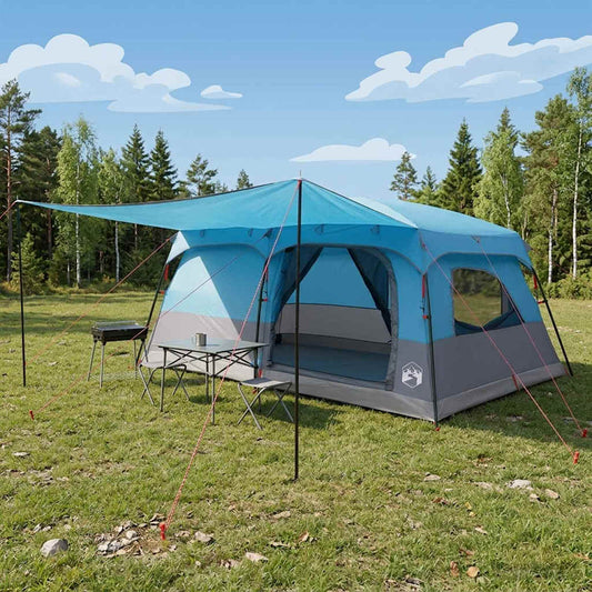 Family Tent 14-Person Blue Polyester and Steel