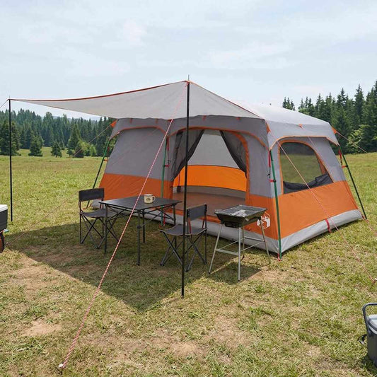 Family Tent 14-Person Grey and Orange Polyester and Steel