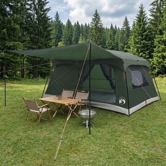 Family Tent 14-Person Army Green Polyester and Steel