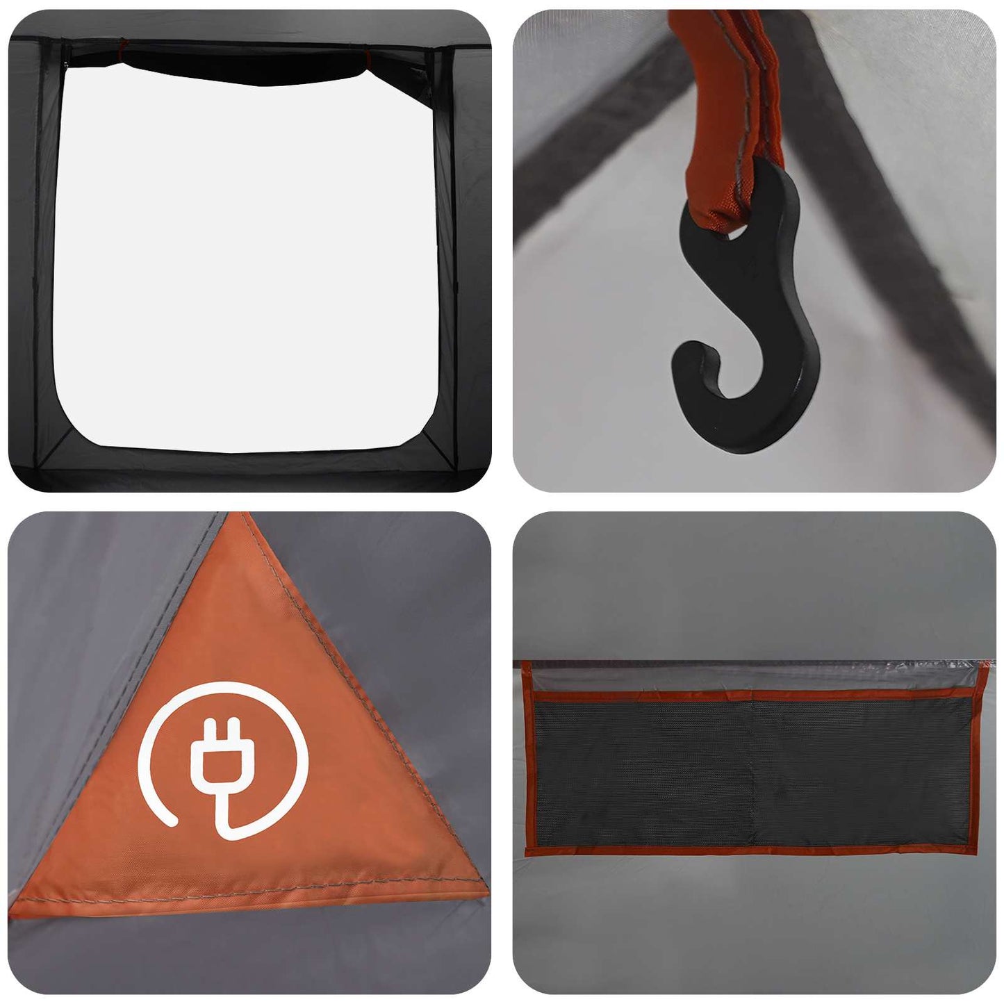 Cabin Tent Grey and Orange 210 x 210 x 138 cm Polyester