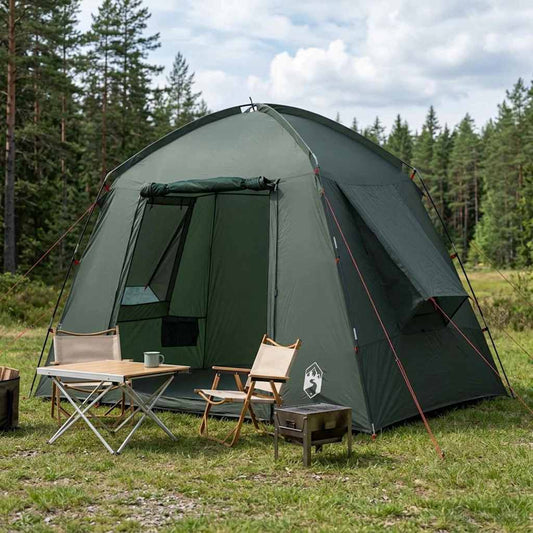 Cabin Tent with Roof Army Green 210 x 210 x 138 cm Polyester