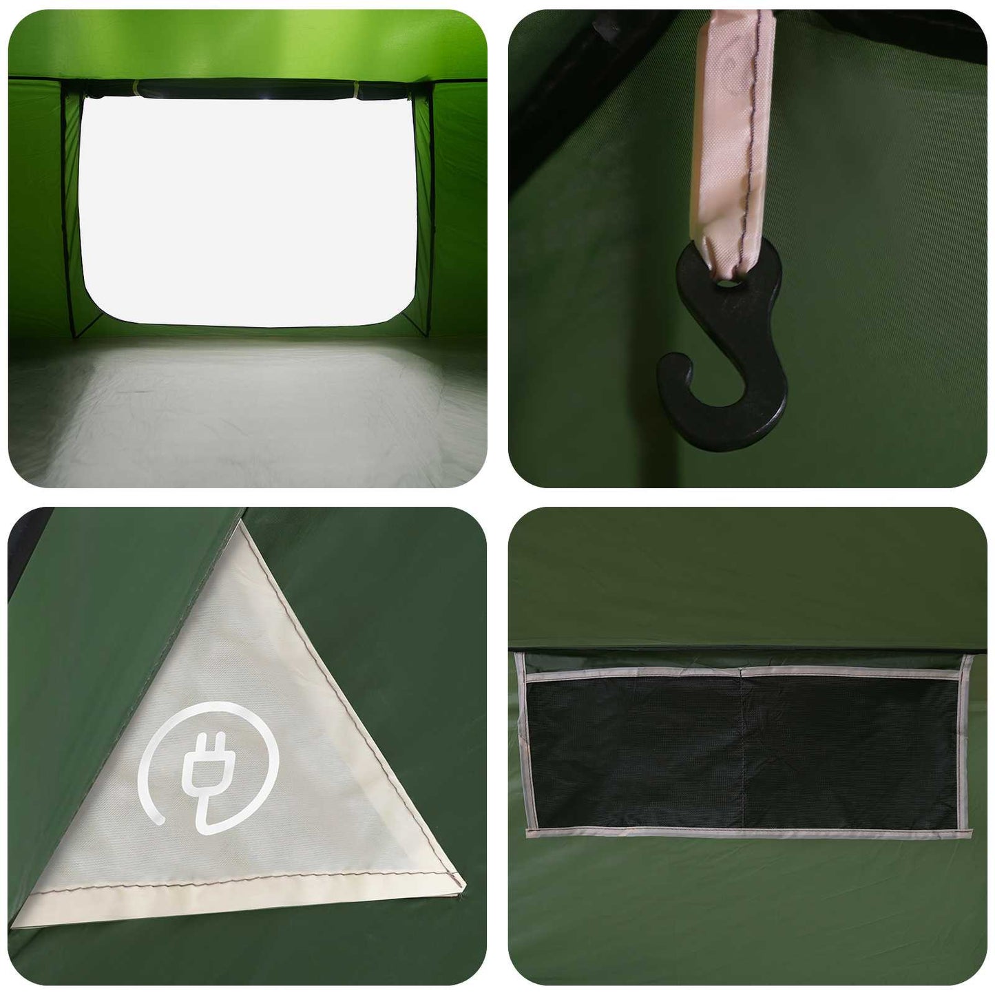 Cabin Tent with Roof Green 400 x 210 x 180 cm Polyester
