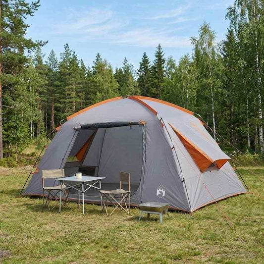 Cabin Tent Grey and Orange 400 x 210 x 180 cm Polyester