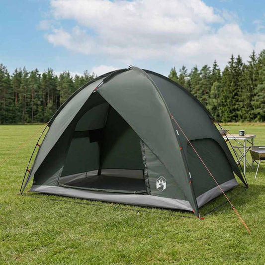 Camping Tent with Rainfly Water-resistant 4-Person Army Green