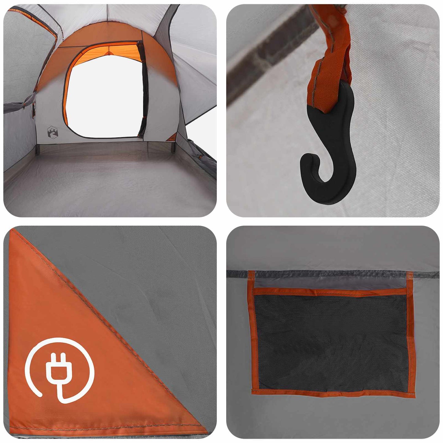 Car Tent Grey and Orange 239 x 210 x 210 cm Polyester and Steel