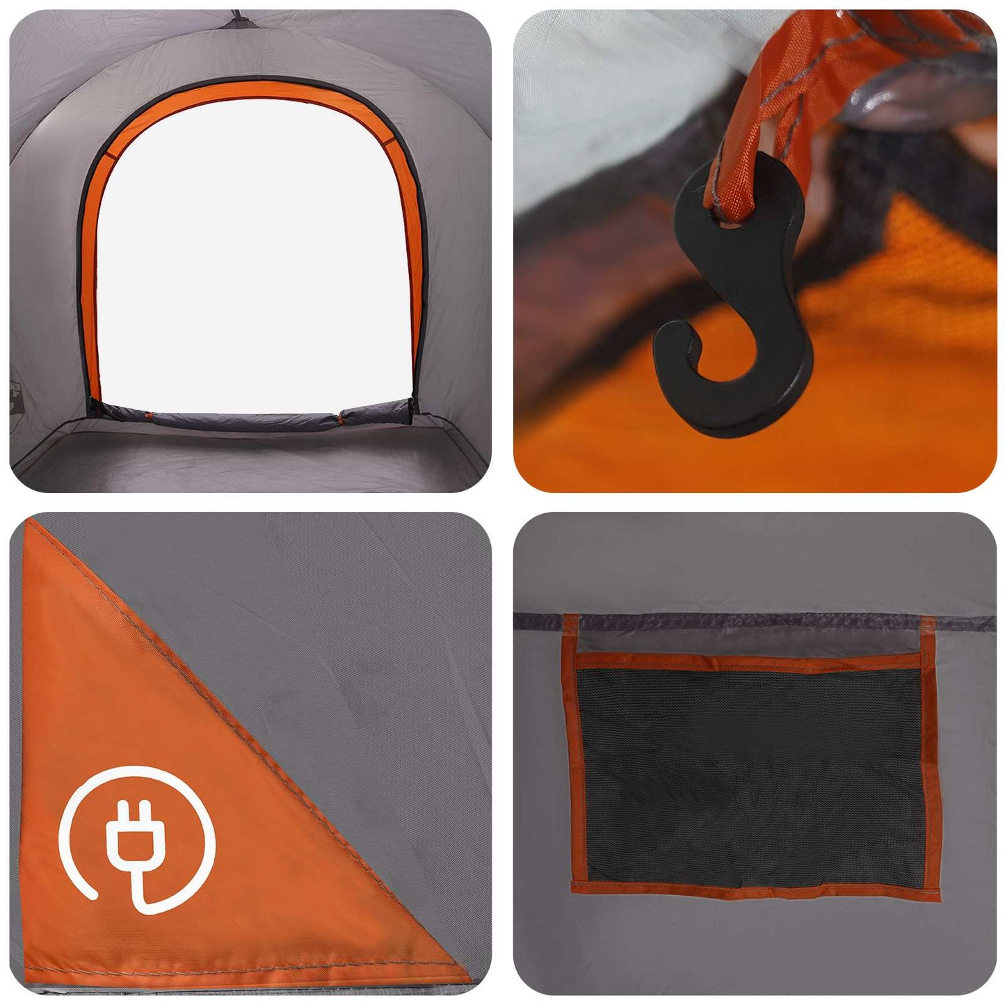 Car Tent 200 x 170 x 170 cm Grey and Orange Polyester and Steel