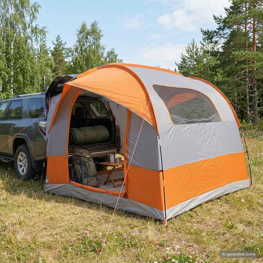 Tailgate Tent with Rainfly Water-resistant Grey and Orange