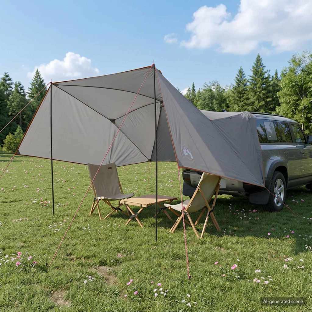 Car Tent 308 x 215 x 220 cm Grey and Orange Polyester and Steel