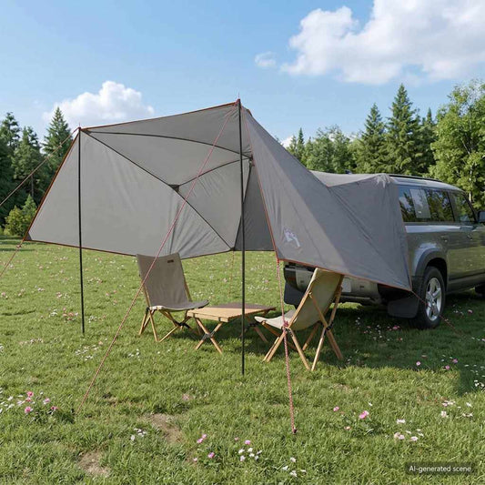 Car Tent 308 x 215 x 220 cm Grey and Orange Polyester and Steel