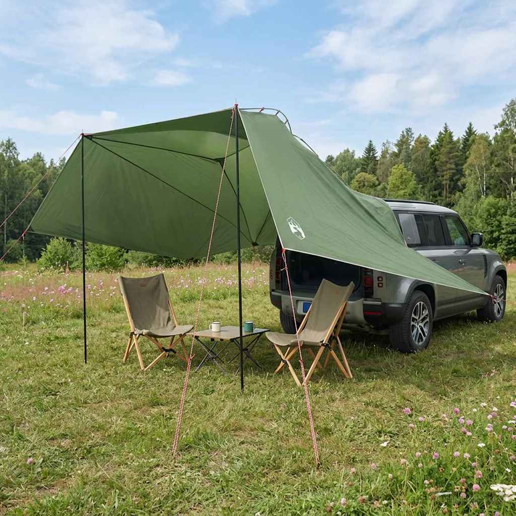 Car Tent with Roof Green 350 x 250 cm Polyester and Steel