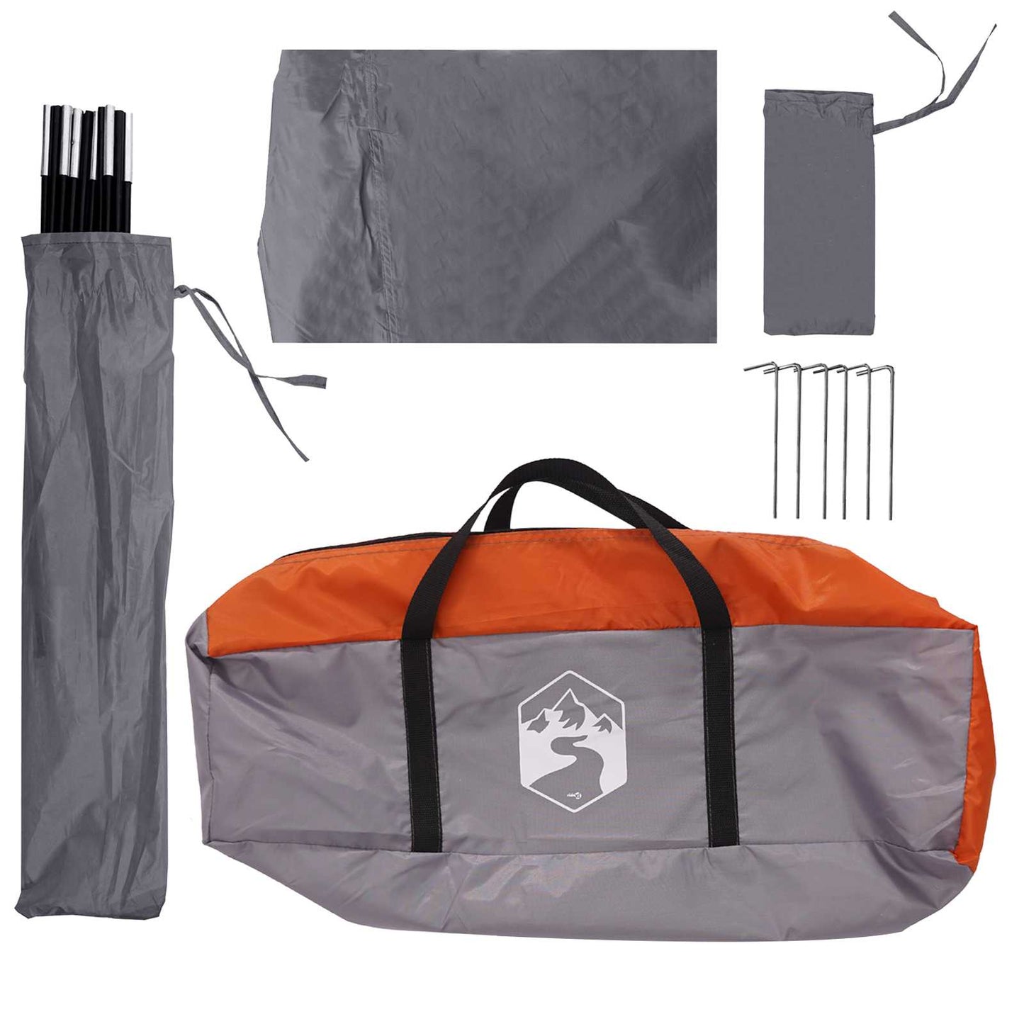 Car Tent Grey and Orange 350 x 250 cm Polyester and Steel