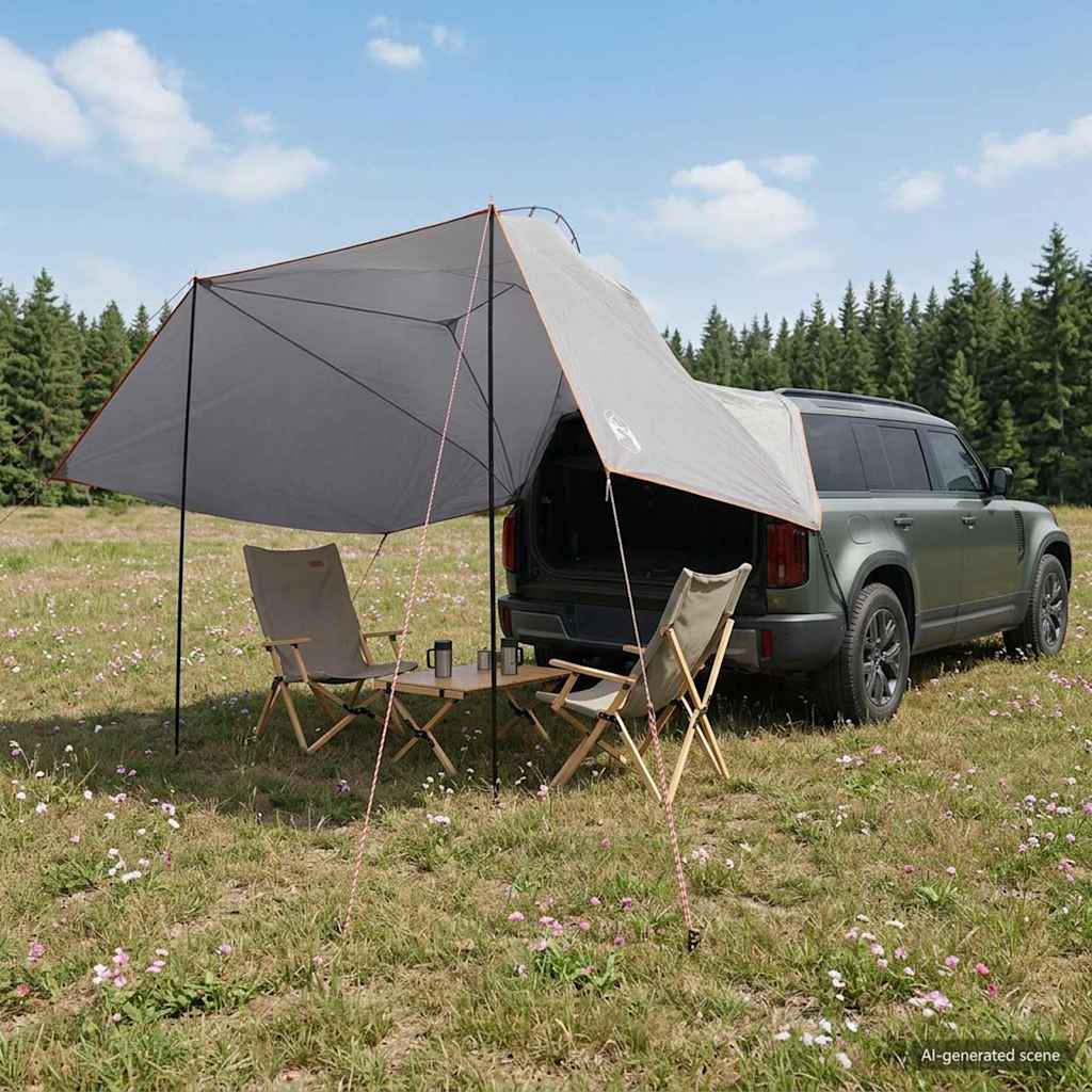 Car Tent Grey and Orange 350 x 250 cm Polyester and Steel