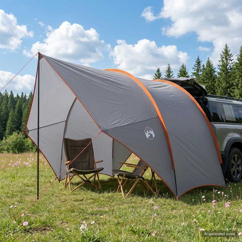 Tailgate Awning Water-resistant Grey and Orange