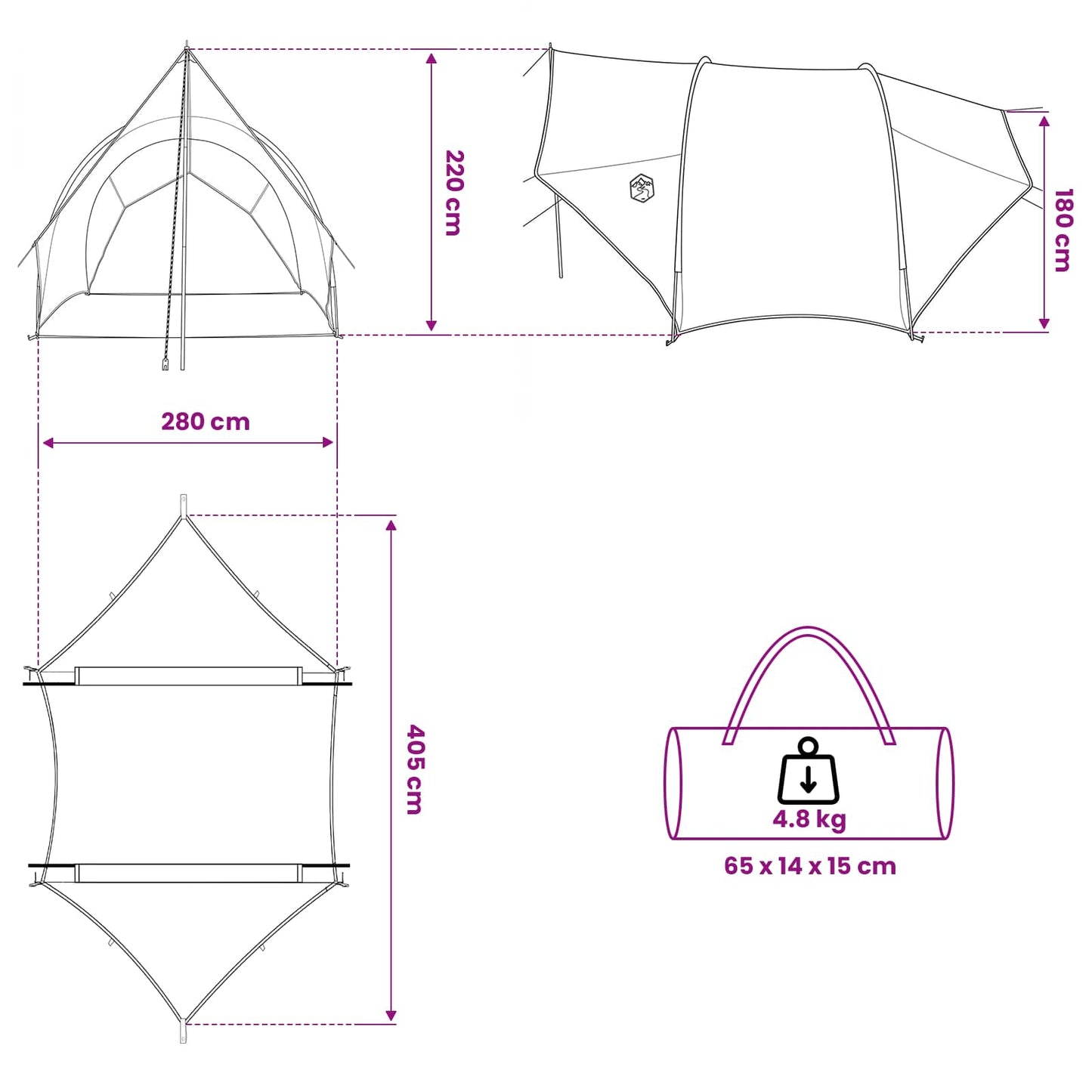 Tailgate Awning Water-resistant Grey and Orange