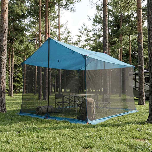 Camping Tarp with Mesh Walls 340 x 260 x 220 cm Blue