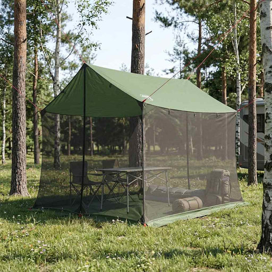 Camping Tarp with Mesh Walls 270 x 210 x 210 cm Green