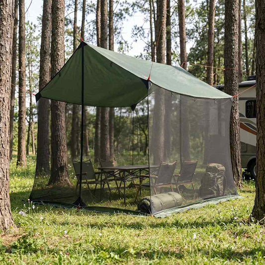Camping Tarp with Mesh Walls 270 x 210 x 210 cm Army Green
