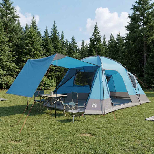 Cabin Tent with Roof Blue 12-Person Polyester and Steel
