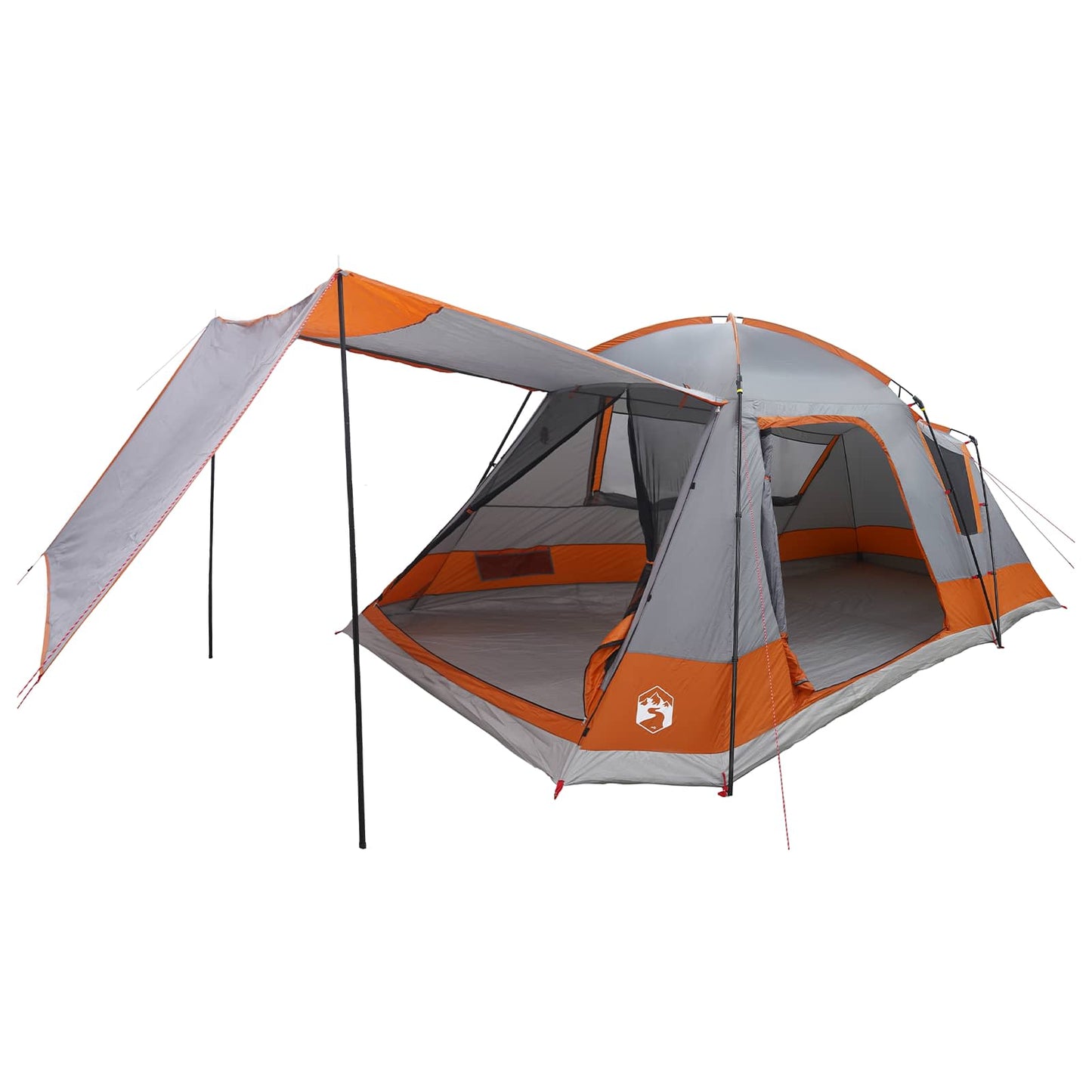 Cabin Tent Grey and Orange 12-Person Polyester and Steel