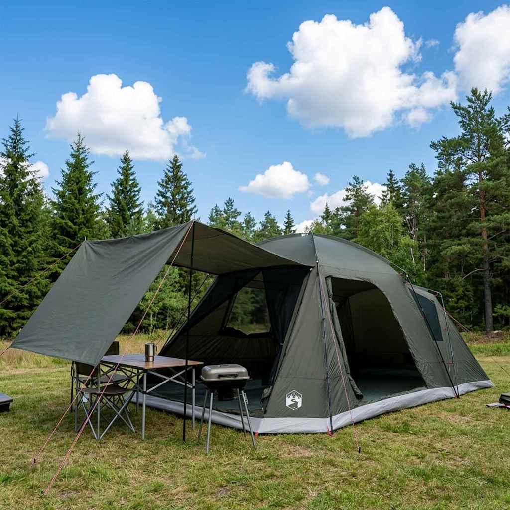 Cabin Tent with Roof Army green 12-Person Polyester and Steel