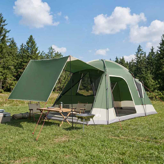 Cabin Tent with Roof Green 8-Person Polyester and Steel
