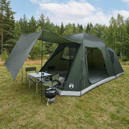 Cabin Tent with Roof Army green 8-Person Polyester and Steel