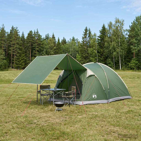Cabin Tent with Roof Green 4-Person Polyester and Steel