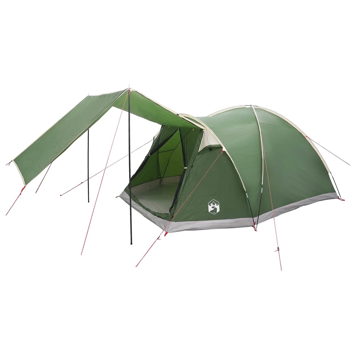 Cabin Tent with Roof Green 4-Person Polyester and Steel