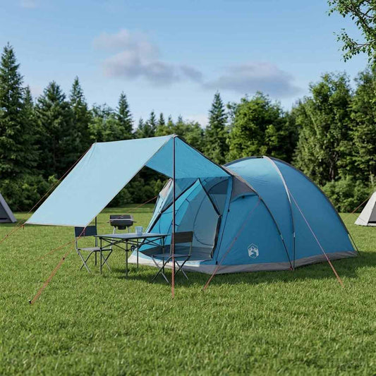 Cabin Tent with Roof Blue 4-Person Polyester and Steel