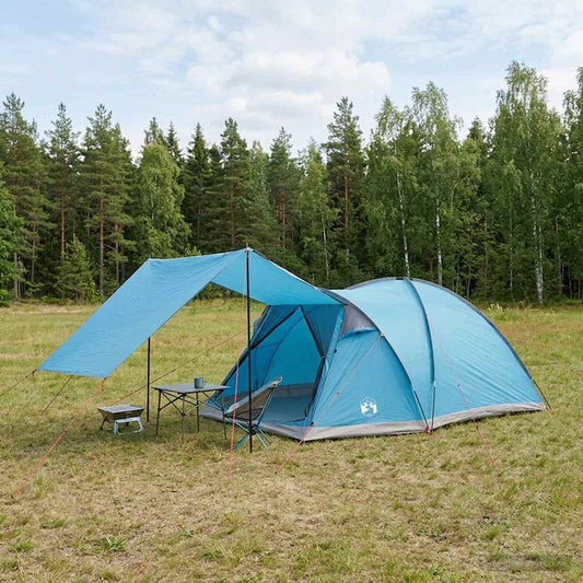 Cabin Tent with Roof Blue 6-Person Polyester and Steel